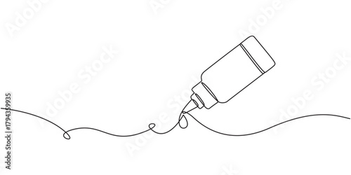 dropper continuous one line drawing, Continuous one line drawing of cosmetic serum bottle. One line drawing illustration of serum dropper bottle. International beauty day, Skincare concept line art.
