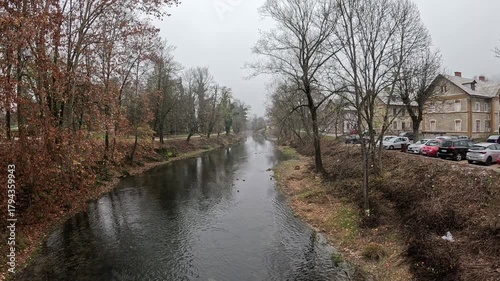 Foggy day on Mreznica river in Duga Resa, Croatia