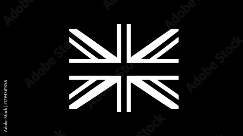 Stylized black and white flag pattern with geometric cross design, symbolizing British heritage or national identity