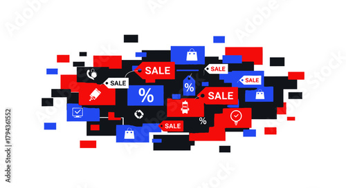 Digital Glitch Cyber Monday Sale Background Vector