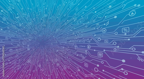 Circuit Nodes Burst Cyber Monday Background Vector