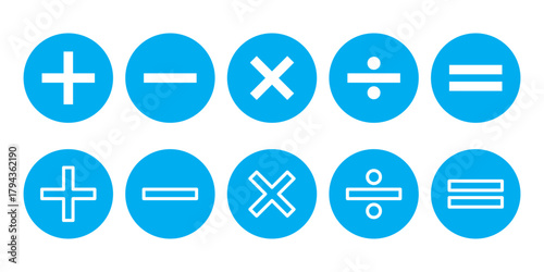 Calculator icon. Calculate symbol. Accounting signs. Finance symbols. Math icons. Plus, minus, equal, division, multiplication. Vector sign.