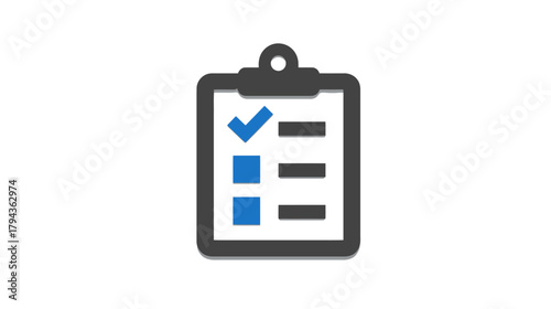 Modern clipboard and checklist icon symbolizing task completion, project planning, survey, success, and administrative efficiency