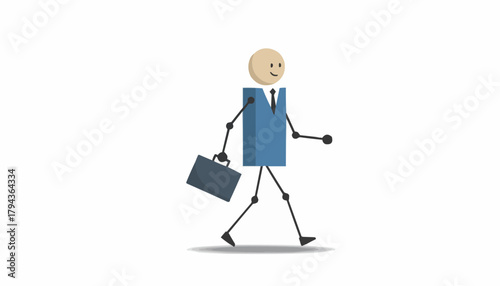 Businessman Walking with Briefcase – Minimal Flat Vector