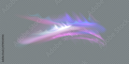 Realistic northern lights. Vector aurora borealis on transparent background. Beautiful natural effect for design projects