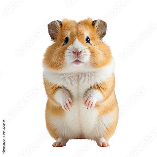 Hamster Standing, Cute rodent with orange and white fur