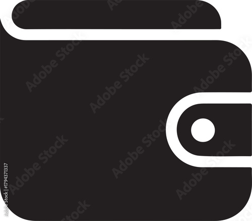 Closed dark bifold wallet vector icon with rounded edges for finance and commerce applications