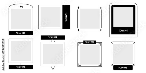 Qr Code with Scan Me Frame Collection. Phone Qrcode Icon and Logo design. Vector Illustration