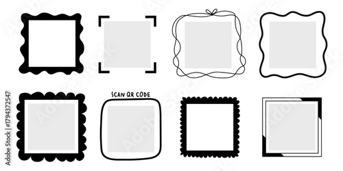 Qr Code with Scan Me Frame. Phone Qrcode Icon and Logo design. Vector Illustration