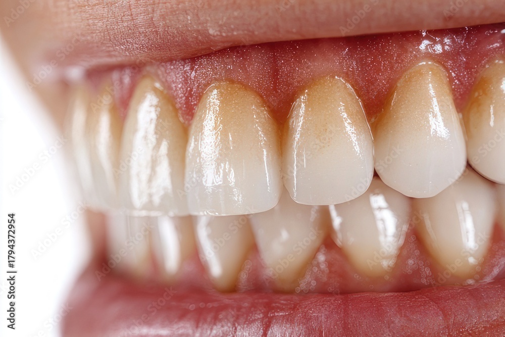 Obraz premium person's mouth displaying white teeth and textured gums