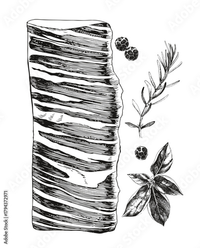 Raw beef skirt steak vector