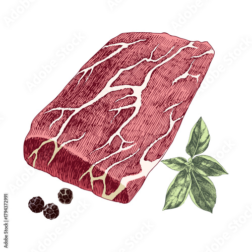 Raw beef flat iron steak vector