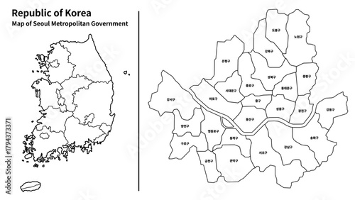 서울특별시 행정구역 지도 벡터 | Seoul Metropolitan City Administrative District Map Vector