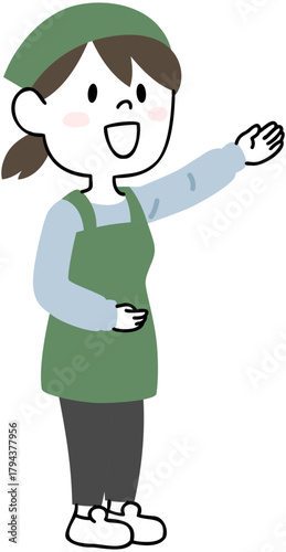 Vector Illustration of Woman Guide Giving Instructions with Friendly Gesture