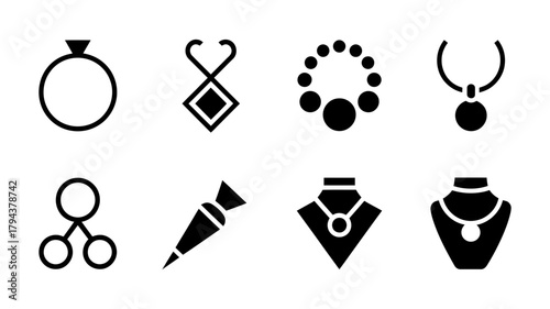Vector Collection of jewelry icons in black
