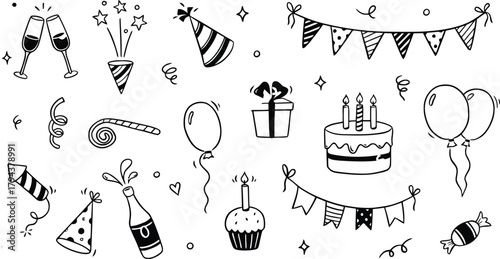Fotografija Birthday doodle icon element