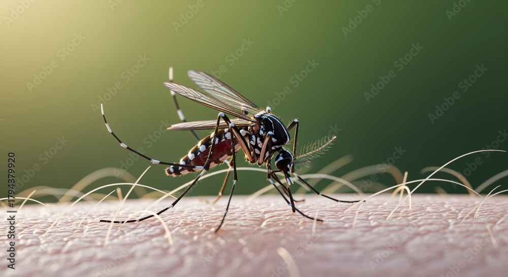 custom made wallpaper toronto digitalA detailed close-up of a mosquito resting on human skin, showing its long legs and translucent wings. Perfect for content about insects, disease prevention, or pest control topics.