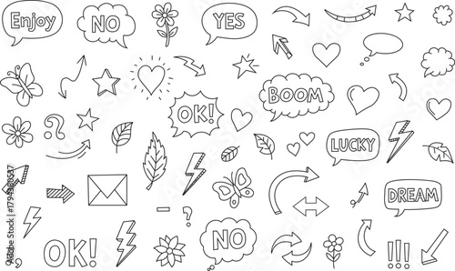 Collection of handdrawn doodle elements