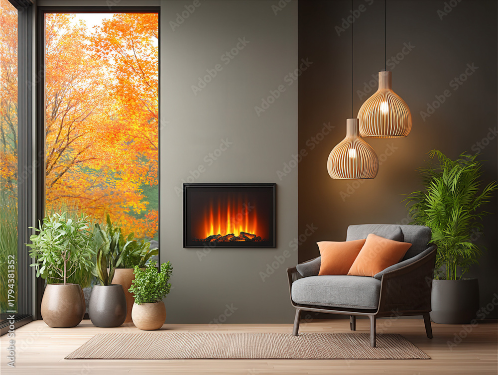 Naklejka premium convenient electric fireplace
