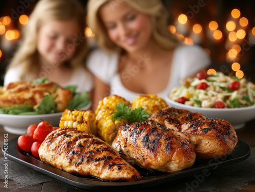 family dining at a restaurant