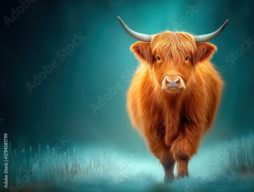 highland cow in the snow