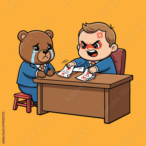 Angry Boss and Crying Employee Workplace Criticism