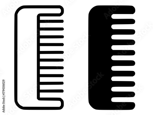 Minimalist icon, comb vector, black and white, outline and silhouette