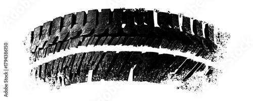 Realistic Black Tire Imprints With One And Two Wheel Track Patterns Isolated On A Transparent Background