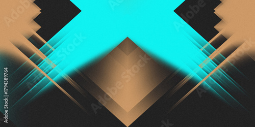 Abstract black brown blue geometric triangular pattern with grainy noise texture overlay in modern digital background