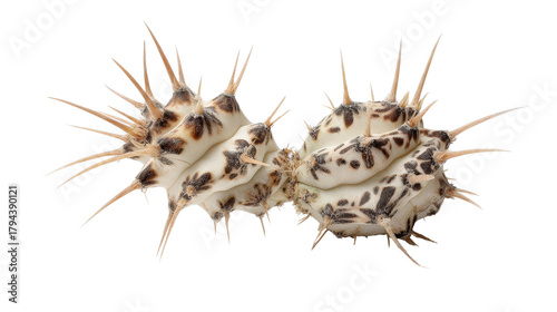 Unusual cactus species with twisting body and sparse spines, isolated on a Transparent background, PNG file.