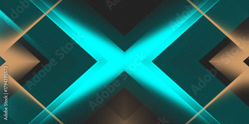 Abstract black brown blue geometric triangular pattern with grainy noise texture overlay in modern digital background