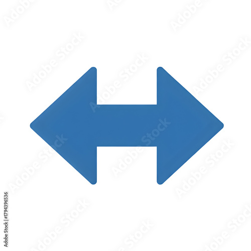 Blue bidirectional arrows pointing left and right isolated on transparent background