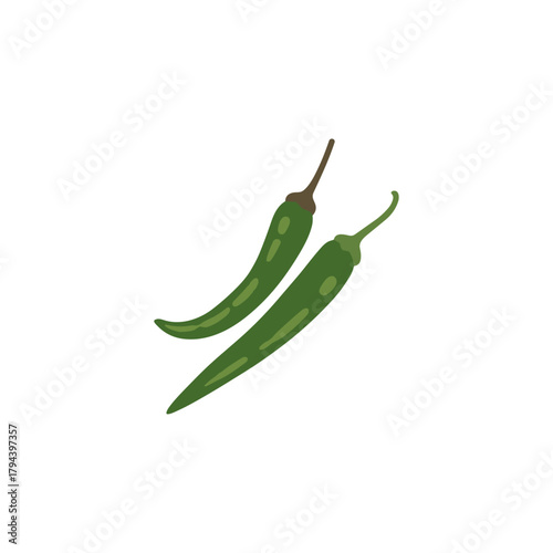 Green chilly icon logo flat vector design