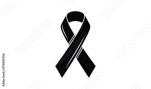 Black awareness ribbon symbol of mourning and support