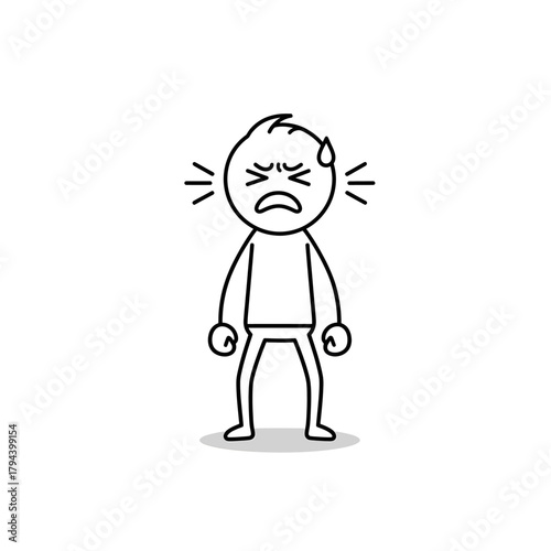 A simple stick figure character showing a grimace expression with tightly closed eyes and clenched teeth, representing discomfort or frustration.