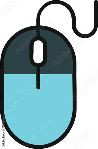 Simple flat design of a wired computer mouse