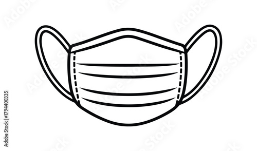 Simple line drawing of a medical face mask