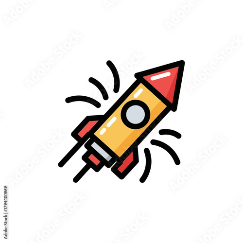 A vibrant cartoon illustration of a rocket ship blasting off, symbolizing a successful startup launch, business growth, and technological progress