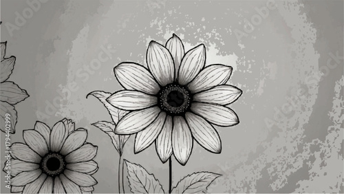 Grunge floral background with vintage pink daisy and chrysanthemum pattern