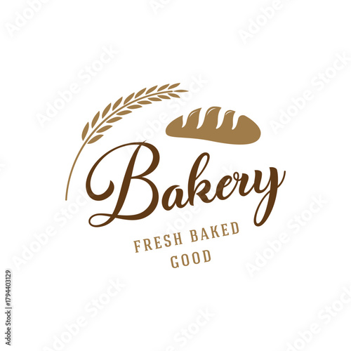 Delicious and tasty organic Fresh Baked Bakery Shop Logo design retro vintage.Logo for bakery shop, label or badge, business.