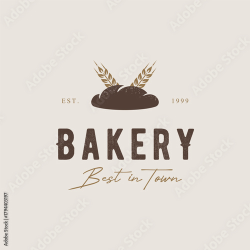 Delicious and tasty organic Fresh Baked Bakery Shop Logo design retro vintage.Logo for bakery shop, label or badge, business.