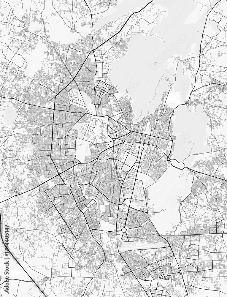 Fototapeta premium Jaipur City Map. Minimalist black and white line art poster for printing, wallpaper, wall art, and map resources for home and office decor