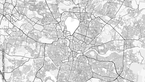 Hyderabad City Map. Minimalist black and white line art poster for printing, wallpaper, wall art, and map resources for home and office decor