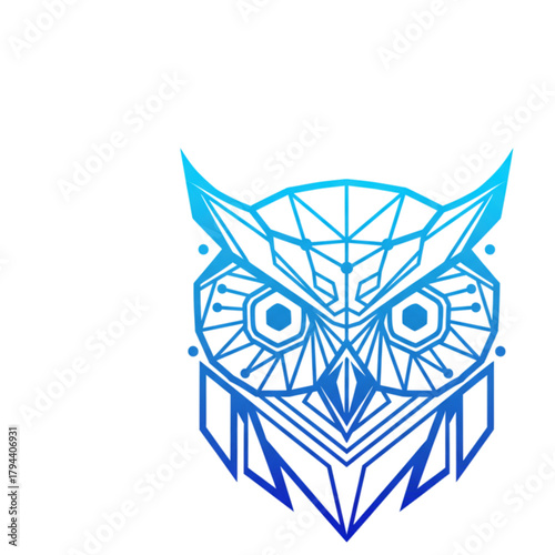 Geometric Owl Line Art Logo – Modern Symmetrical Abstract Design
