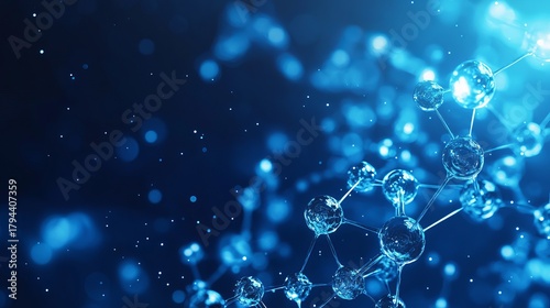 Fototapeta Naklejka Na Ścianę i Meble -  3d molecule background with connected spheres and dynamic atomic structure