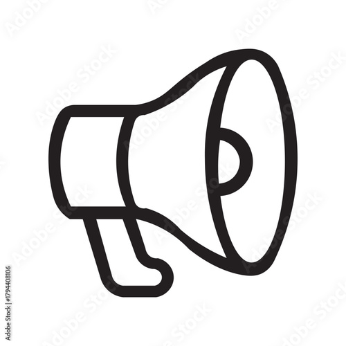 Megaphone line icon for announcements, communication, and alerts Vector