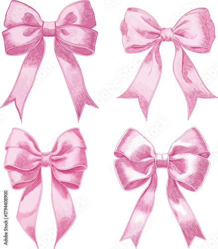 Bows bow mixed multi bundle satin girly ribbon coquette French Paris Parisian plush romantic girls trending style pink t-shirt design Slogan Logo Graphic Vector Tee shirt apparel print luxe fashion