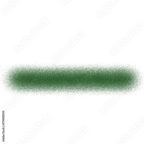 Green spray paint streak with a grainy texture, an abstract horizontal line element isolated on a transparent backdrop for design