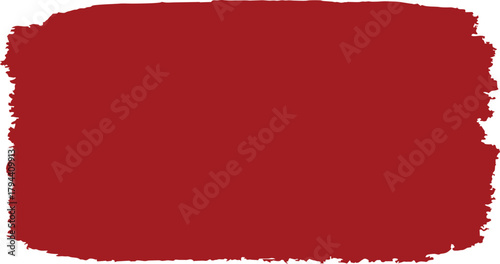 A solid, deep red rectangular swatch with a slightly distressed, brushstroke-like border.