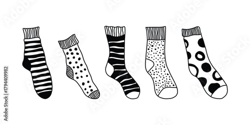 Hand-Drawn Socks Illustration Set Cute Doodle Style